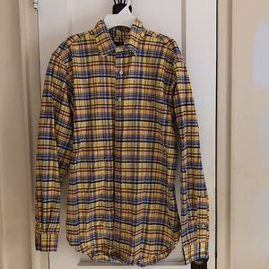 Ralph Lauren Classic Fit Button Down Yellow Plaid Shirt, Size Large